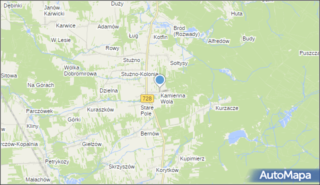 mapa Kamienna Wola, Kamienna Wola gmina Gowarczów na mapie Targeo